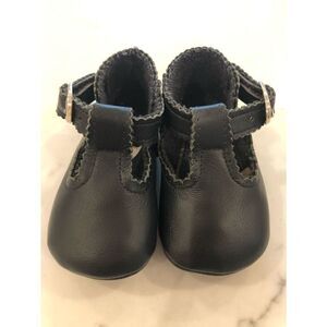 Cuquito Navy Leather Scalloped Mary Jane Baby Shoes, 17